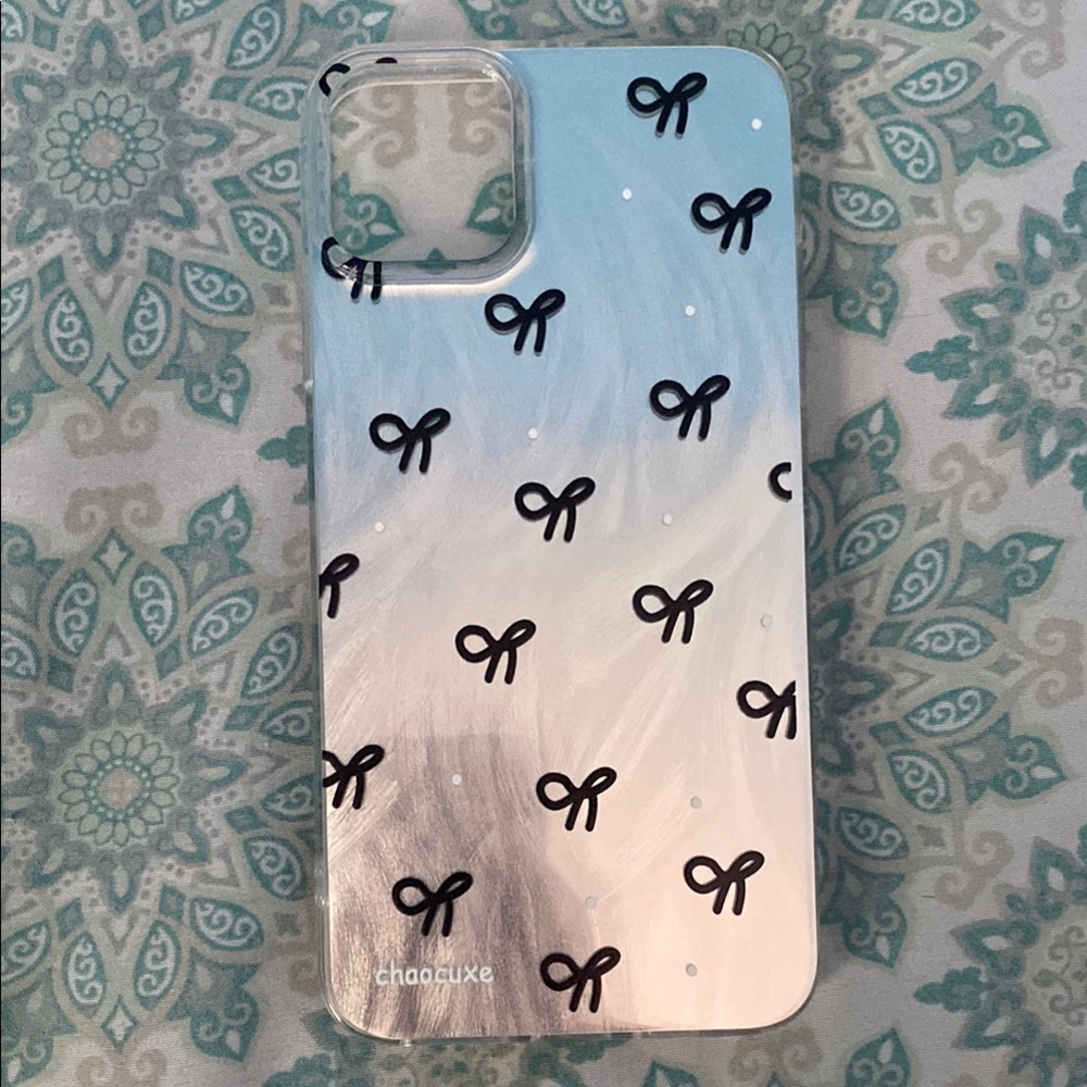 Silver and Black Bow Phone Case iPhone 11 Pro Max